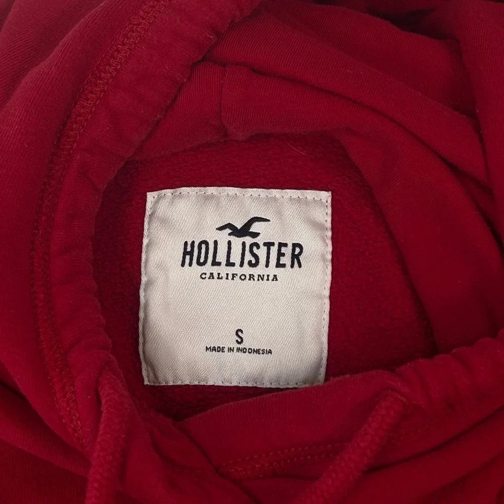 Hollister California Hoodie Womens S Red Floral Logo Sleeve Graphic  Sweatshirt